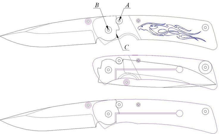 Складной нож КС го чертеж