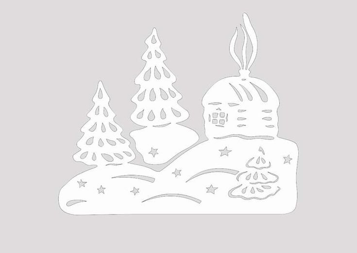 Трафареты на окна новогодние домики