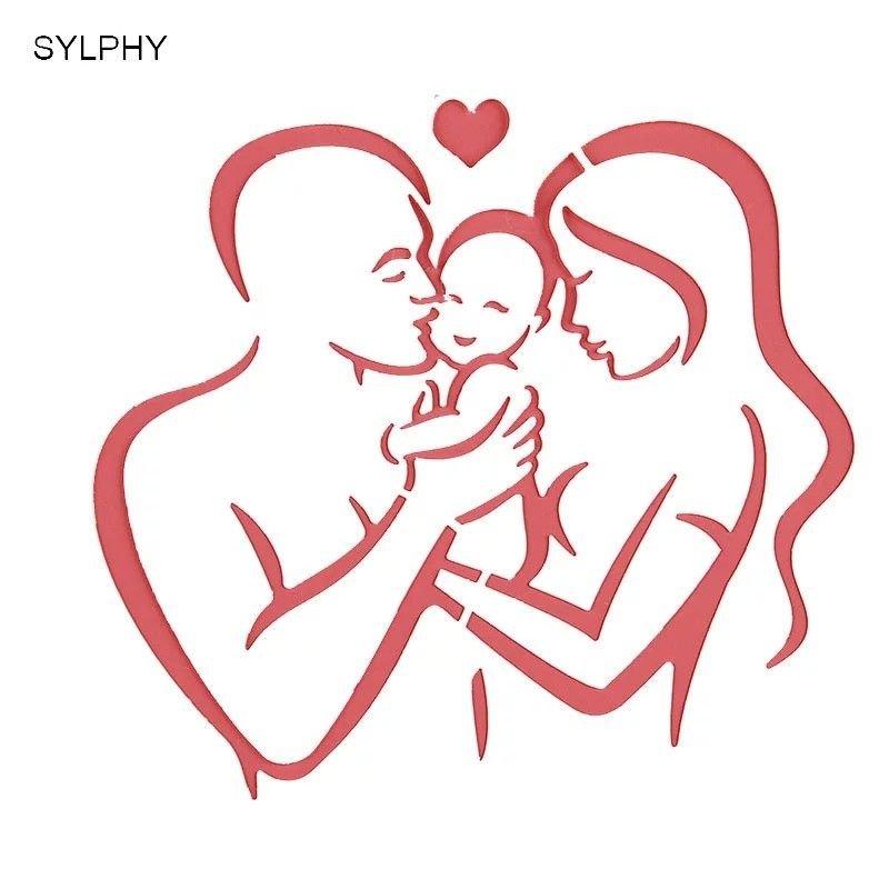 Силуэт мама папа и ребенок