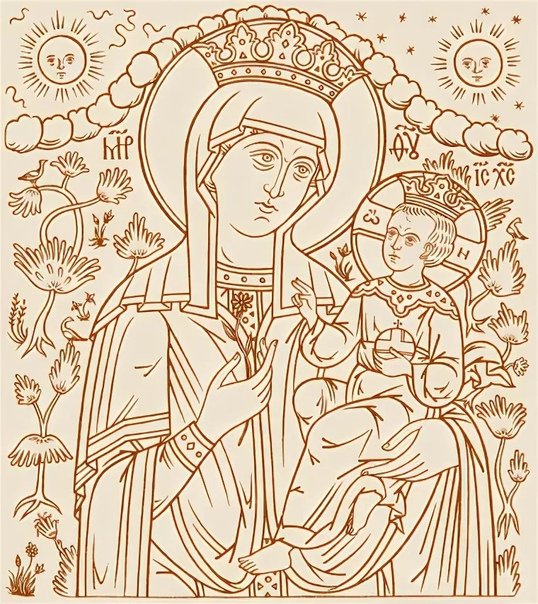 Икона Божией матери прорись