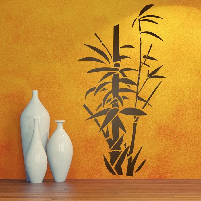 Трафарет бамбук на стену