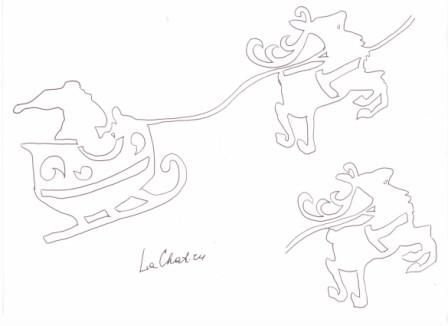 Новогодние вытынанки дед Мороз на санях