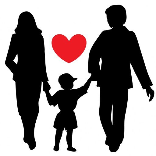 Силуэты семьи с детьми