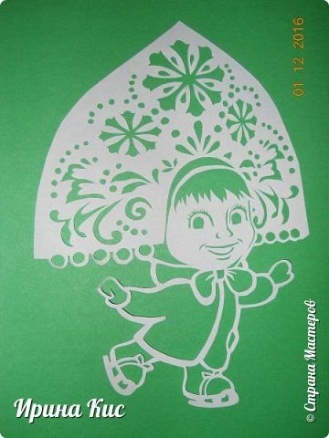 Вытынанка Маша и медведь новый год