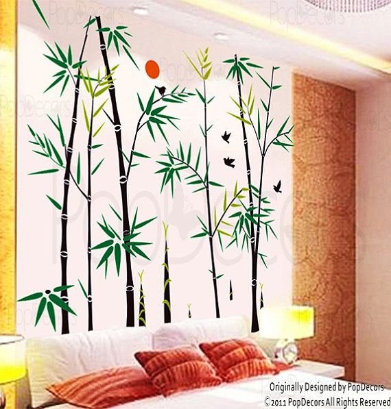 Расписать стену бамбуком