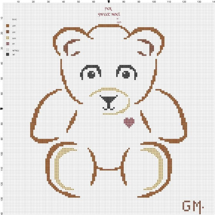 Схемы вышивки крестом мишки