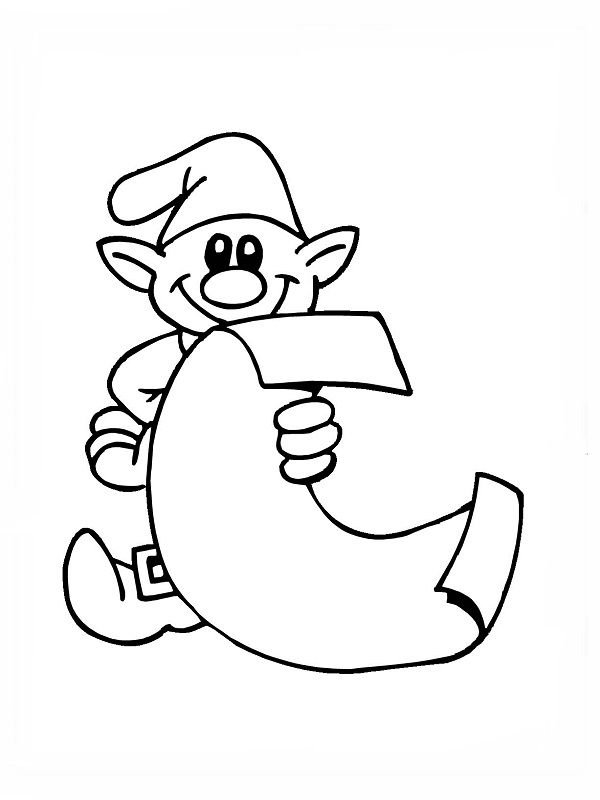 Новогодний Эльф раскраска для детей