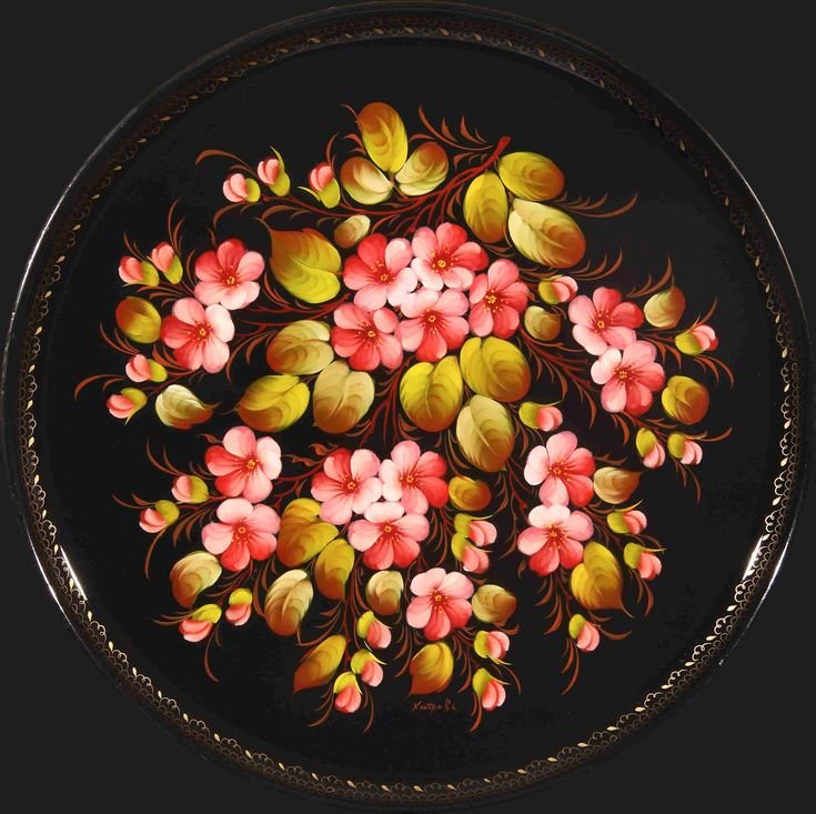 Жостовские подносы элементы росписи