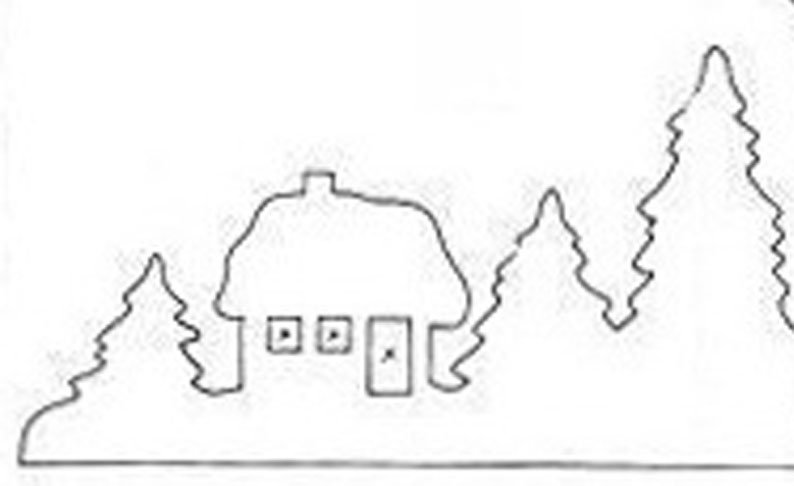 Сугробы и домик трафарет