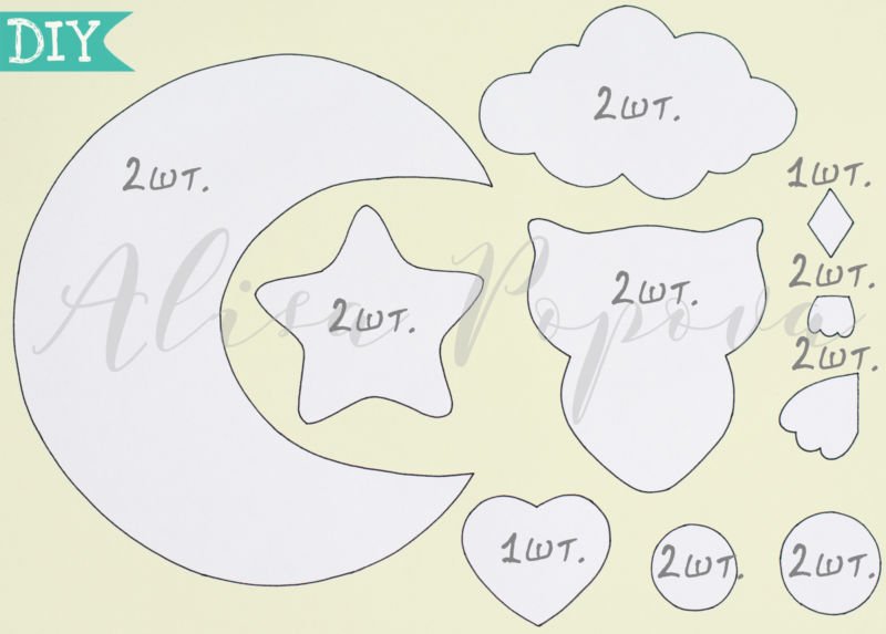 Игрушки для мобиля из фетра выкройки своими руками