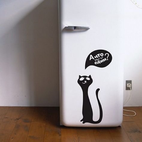 Наклейка на холодильник кот