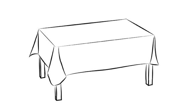 Раскраска стол со скатертью