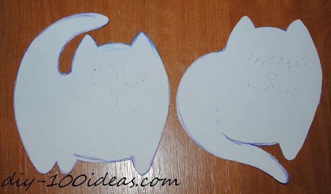 Трафарет кота для лепки из соленого теста