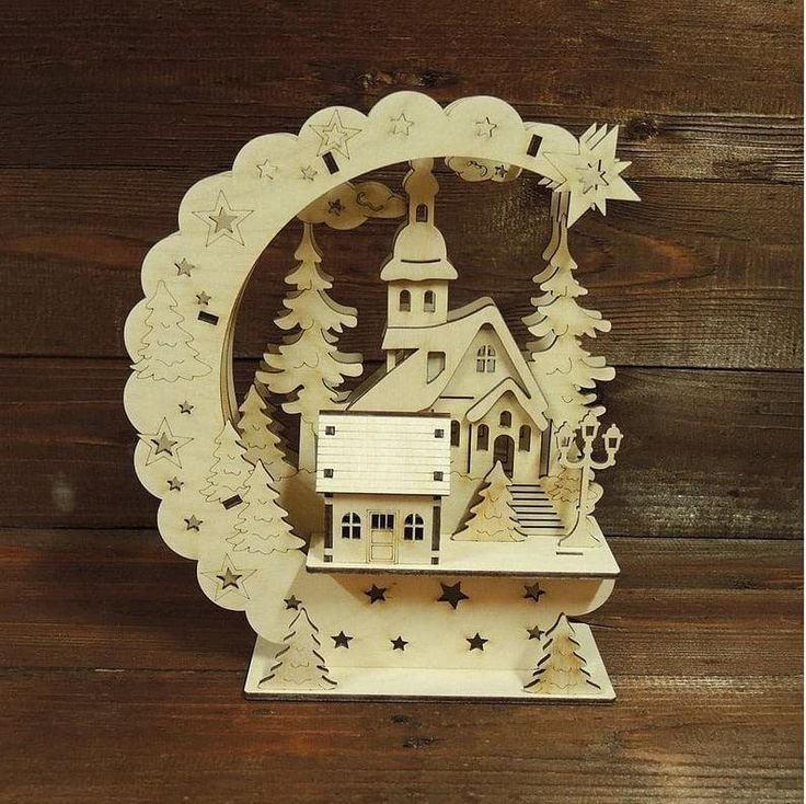 Новогодний светильник из фанеры