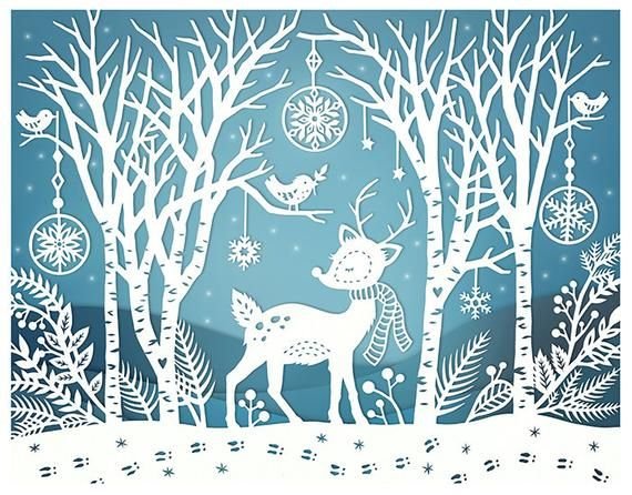 Вытынанки деревья зимой