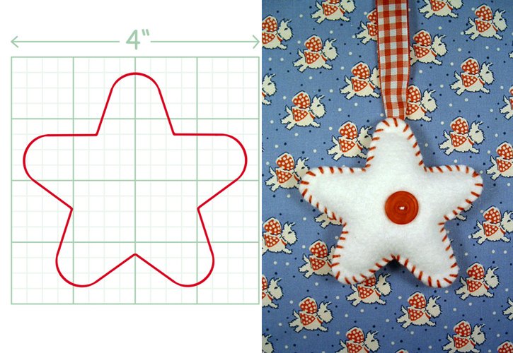 Новогодние звездочки из фетра