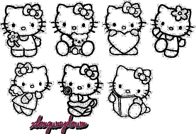 Хеллоу Китти наклейки черно белые