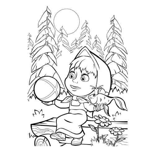 Раскраски для девочек Маша и медведь