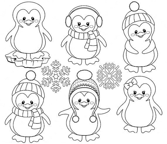Новогодний Пингвин трафарет