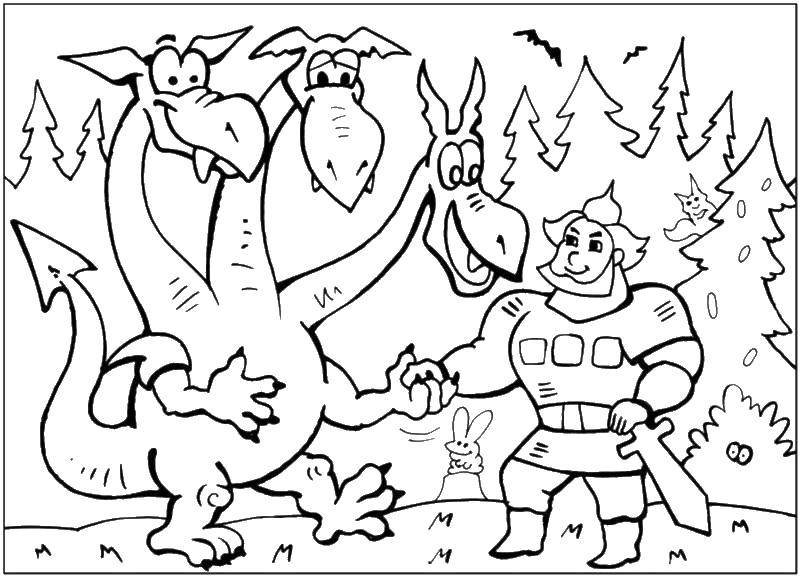 Добрыня Никитич и змей Горыныч раскраска