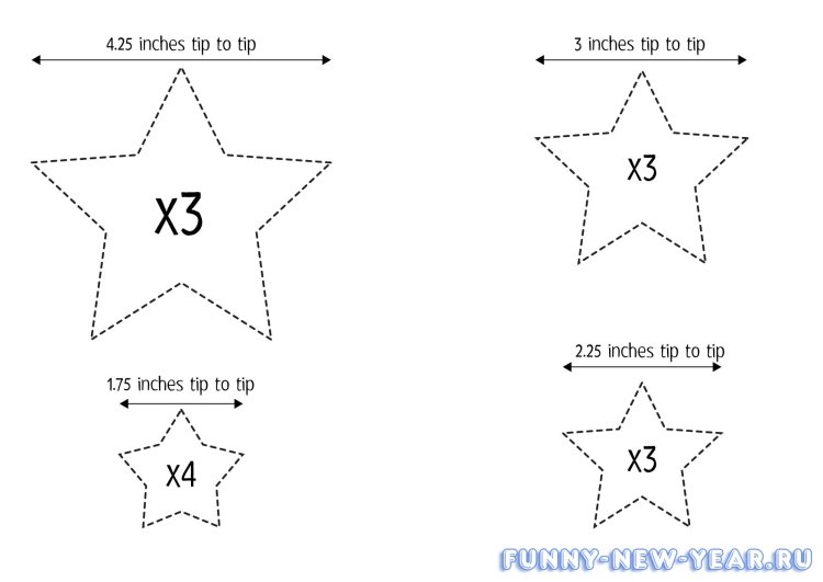 Звёздочки канзаши трафарет