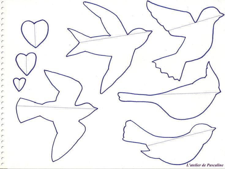 Птичка из бумаги шаблон