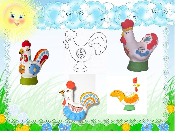 Дымковская роспись петушок старшая группа