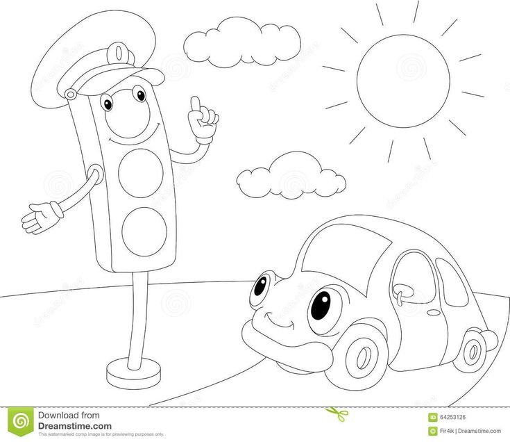 Раскраска "веселый светофор"