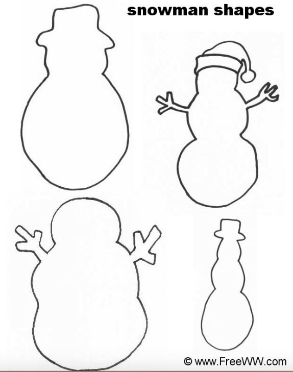 Трафарет снеговика для лепки из соленого теста