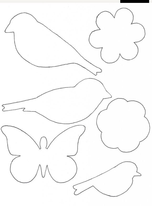 Трафарет весенних птиц для вырезания