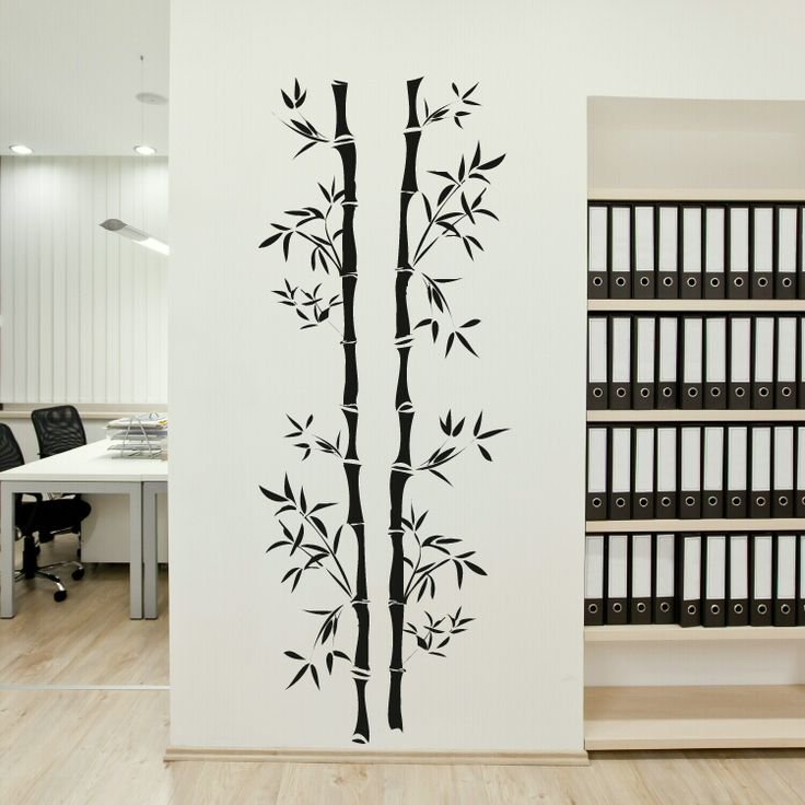 Трафарет бамбук на стену